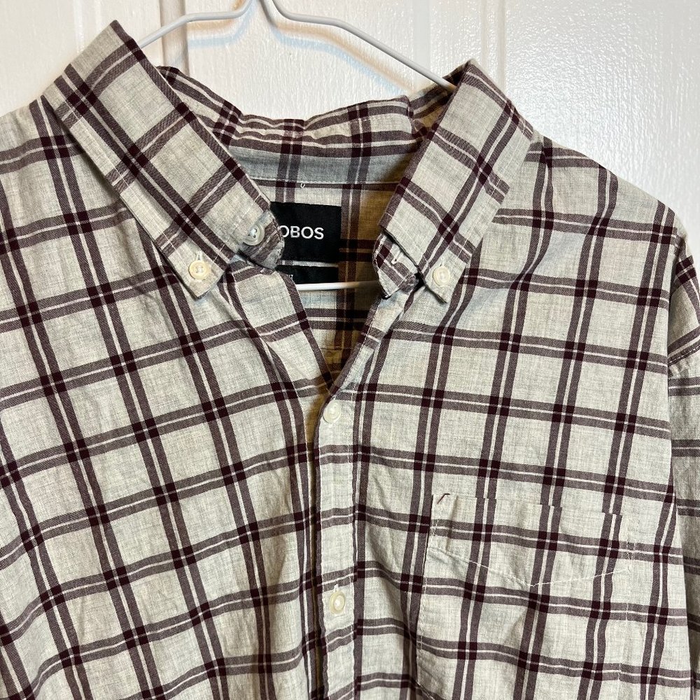 Bonobos Washed Long Sleeve Button-Down Crimson Grey Check Large Long Slim